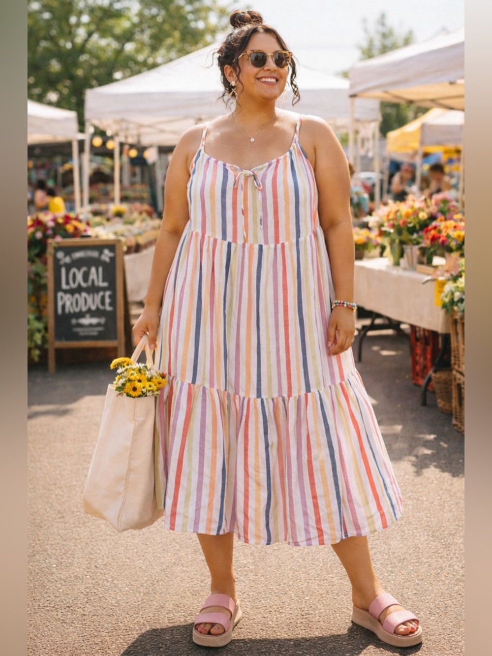 Old Navy Striped Tie-Front Maxi Dress - Pastel Multi